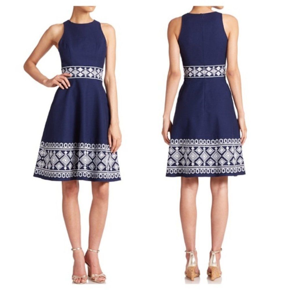 NWT Shoshanna Fit And Flare Embroidered Dress